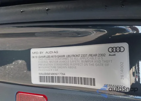 2019 Audi A4 40 Premium/40 Titanium Premium from USA, damaged, VIN WAUGMAF48KN017764